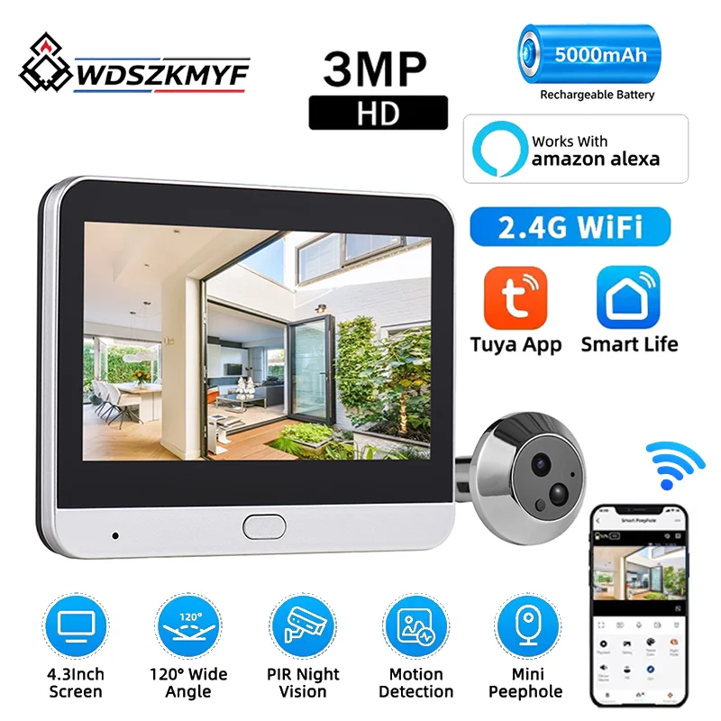 Smart Home Battery Camera - Kamera Lubang Intip Pintu Digital WiFi