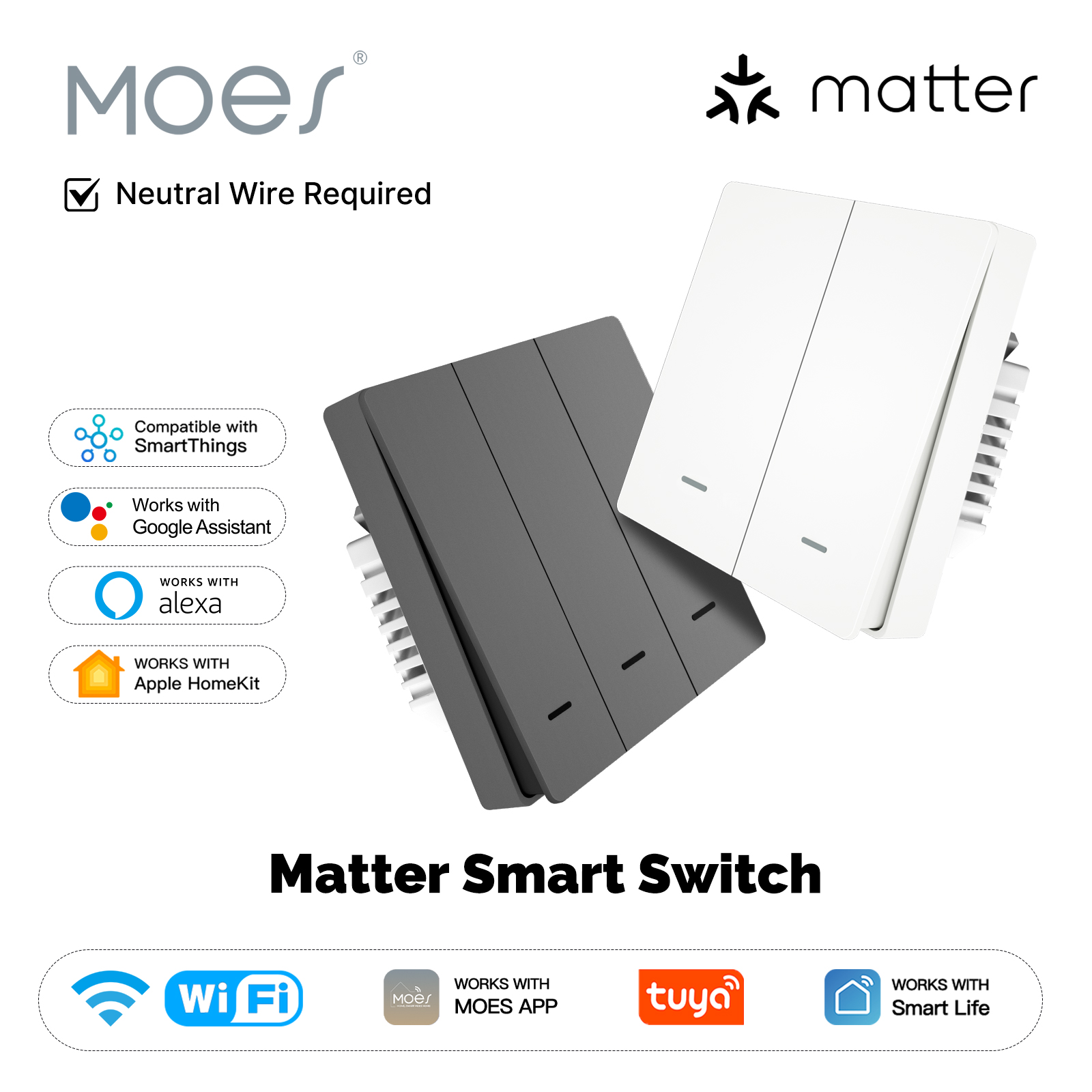 Smart Home Remote - MOES Matter Tuya WiFi Sakelar Tombol