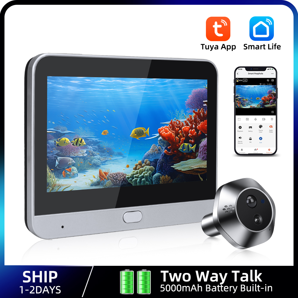 Smart Home Battery Camera - Kamera Video lubang Pengintip WiFi 1080P,