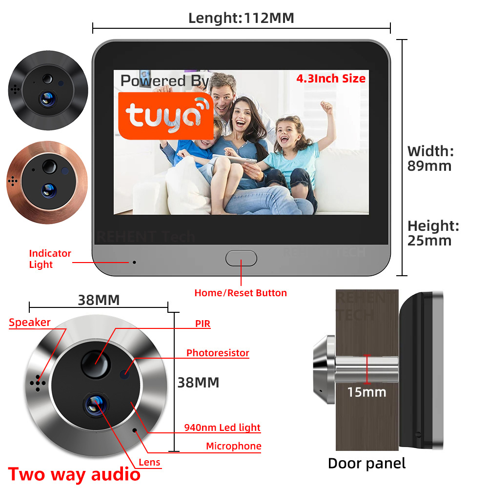 Smart Home Battery Camera - Kamera Pintu Digital WiFi Mini 3MP