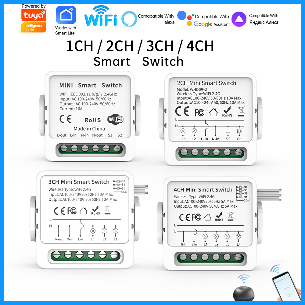 Tuya WiFi Smart Switch 1/2/3/4 - Smart Home Remote ulasan dan harga