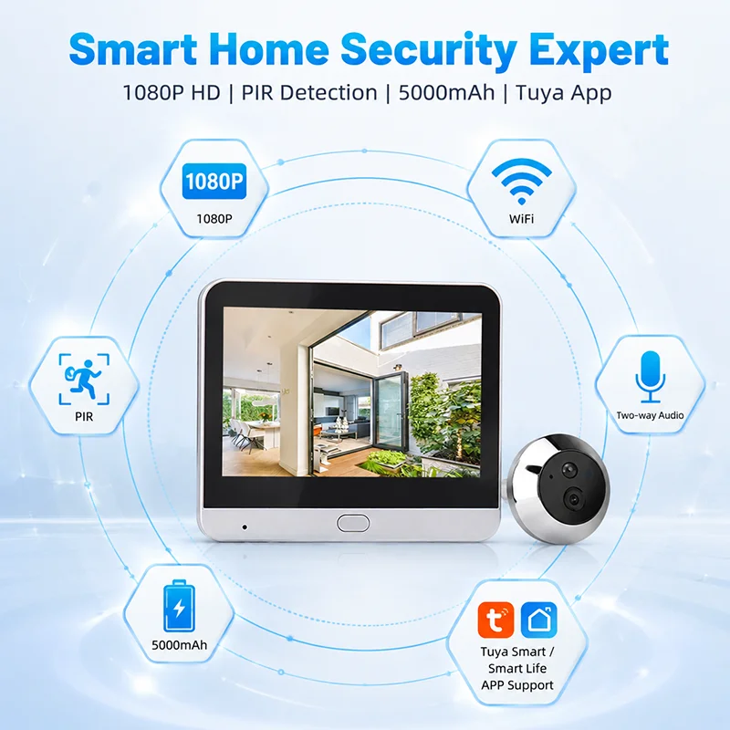 Kamera Lubang Intip Pintu Digi - Smart Home Battery Camera ulasan dan harga