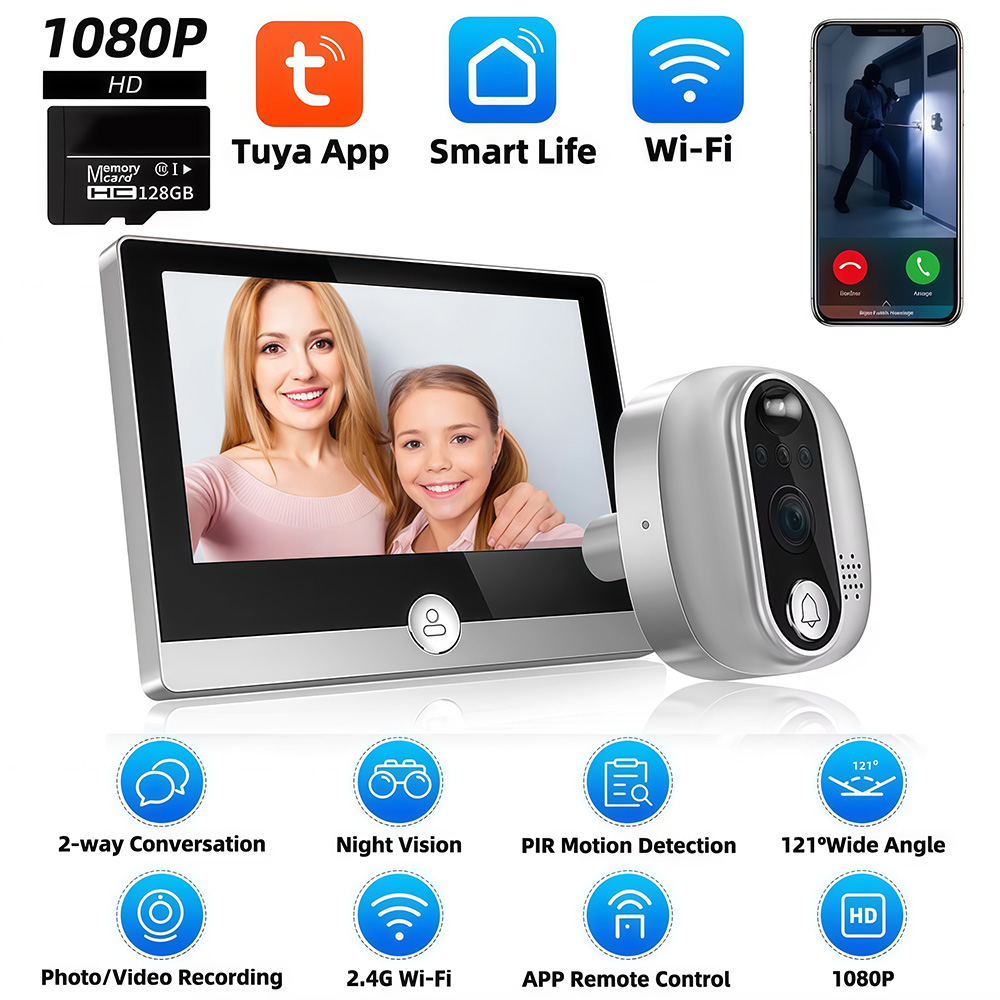 Tuya kamera bel pintu WiFi 108 - Smart Home Battery Camera ulasan dan harga