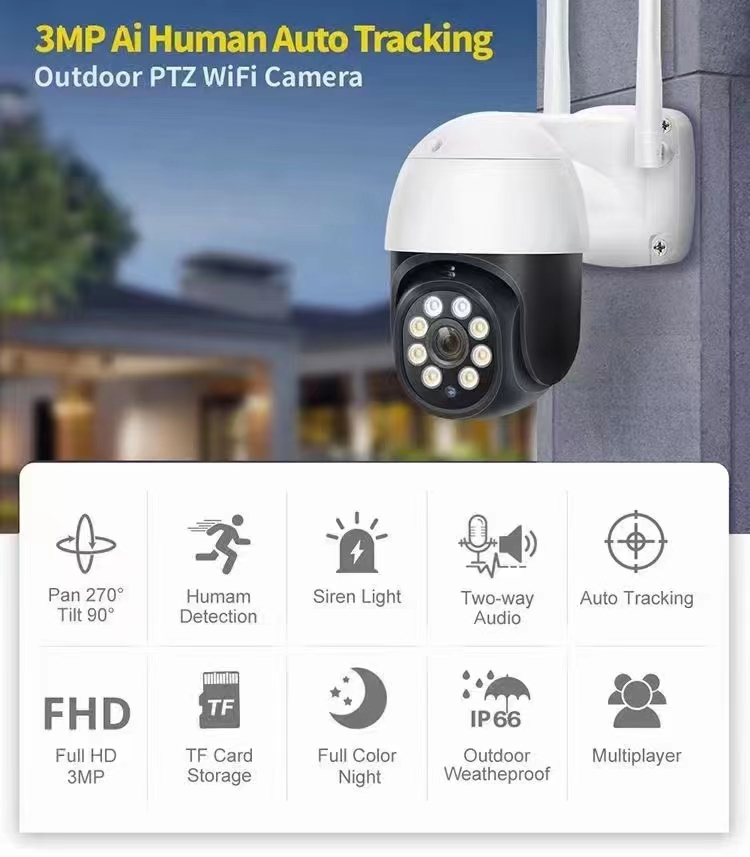 Kamera Dome IP PTZ Nirkabel 3M - Smart Home Windows App ulasan dan harga