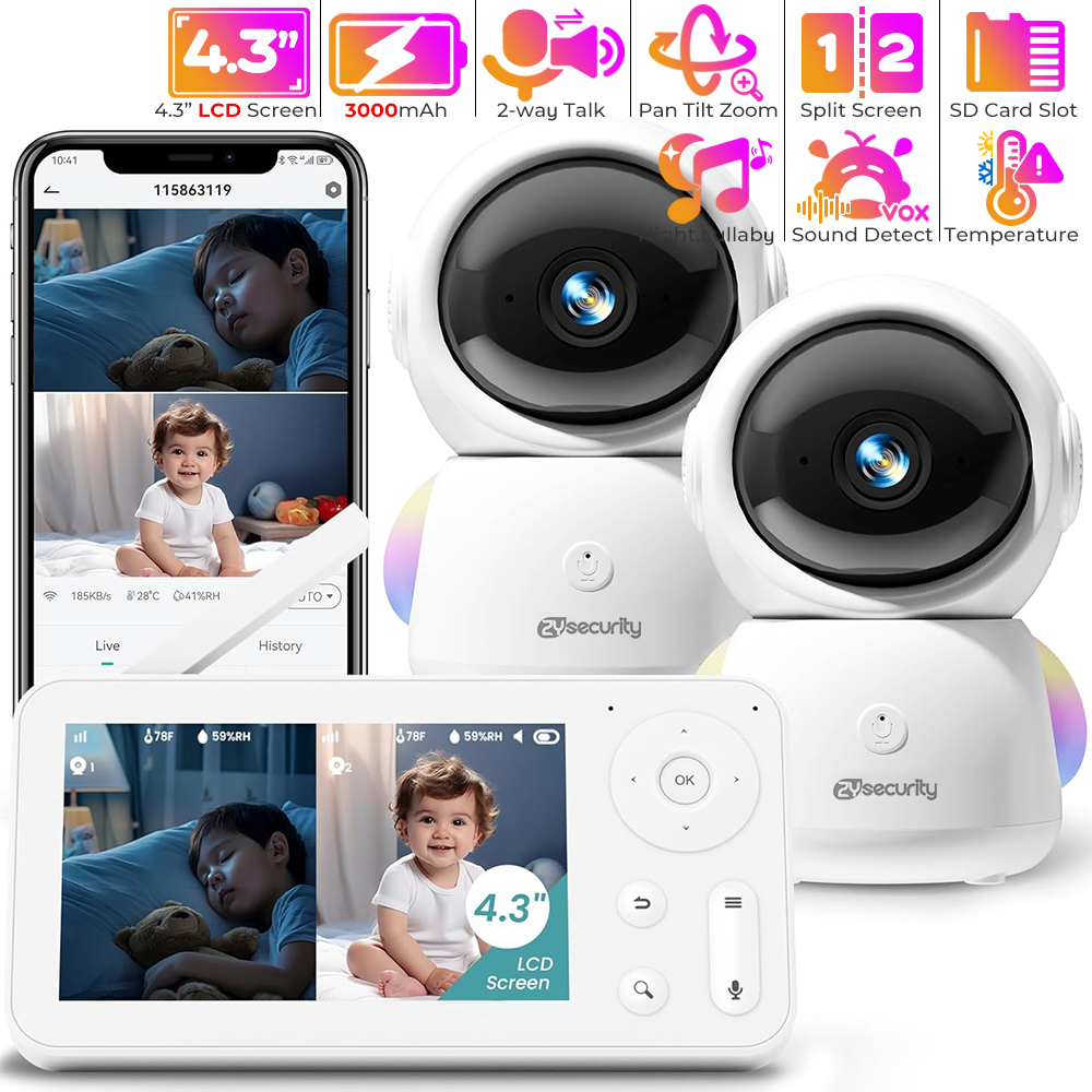 Monitor bayi 2K, dengan 2 kame - Smart Home Battery Camera ulasan dan harga